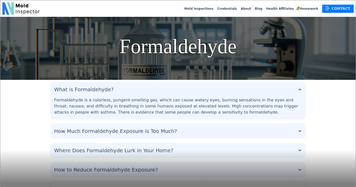 Formaldehyde TestingMold TestingAsbestos Testing NWA Mold Inspector