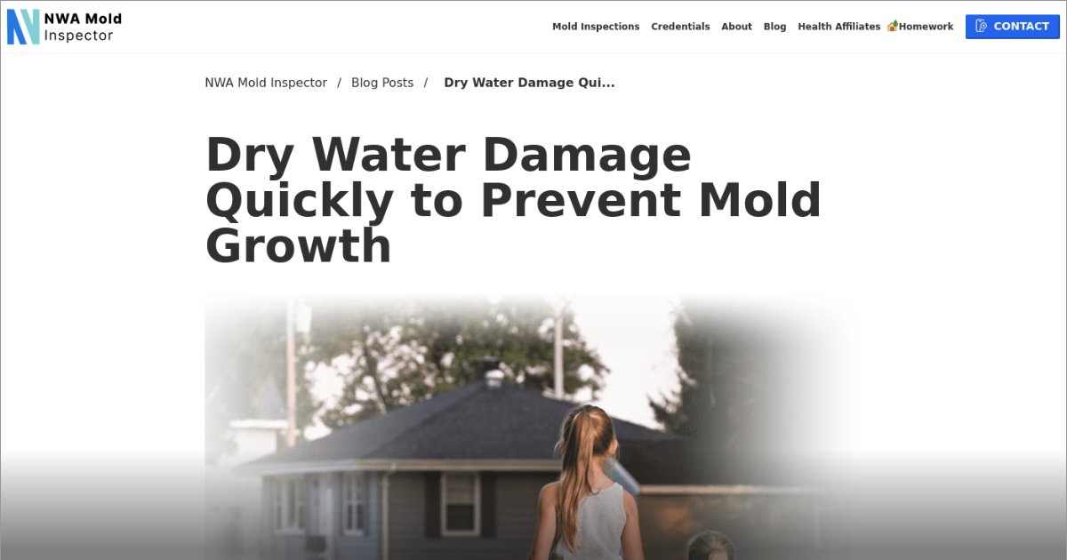 Dry Water Damage Quickly to Prevent Mold Growth NWA Mold Inspector